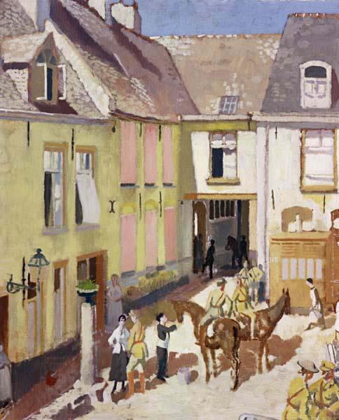 Sir William Orpen The Courtyard,Hotel Sauvage,Cassel,Nord China oil painting art